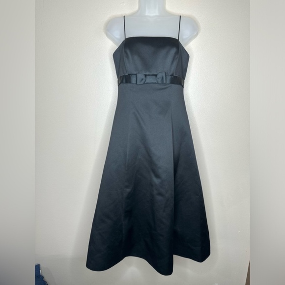 David’s Bridal‎ Black Spaghetti Strap Dress Wedding Prom Size 4 vampy goth